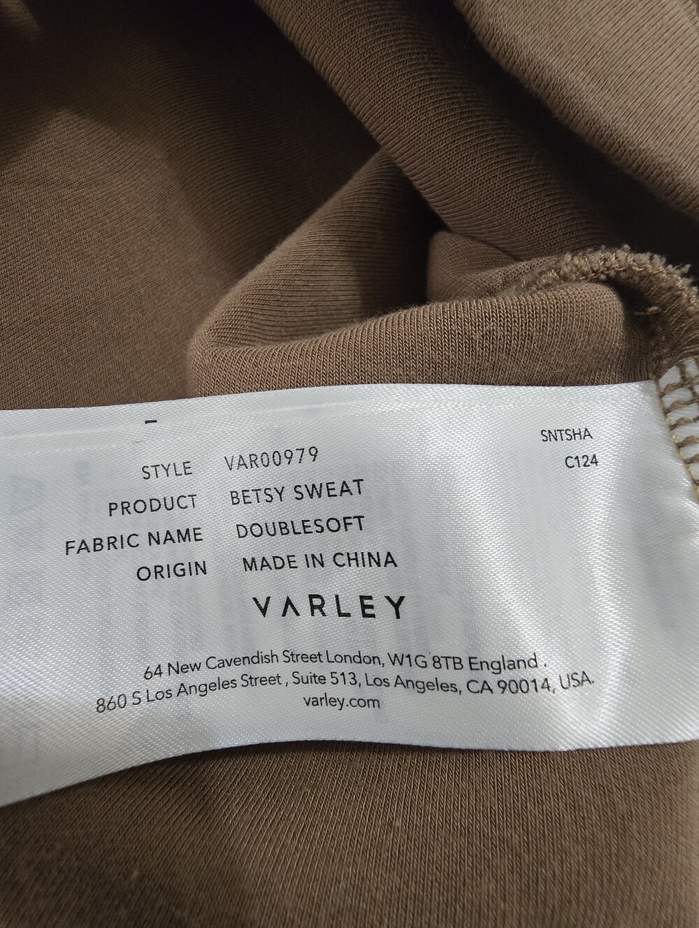 Varley Betsy Sweatshirt in Antler Brown Women's  Small Doublesoft Cozy - Picture 7 of 10